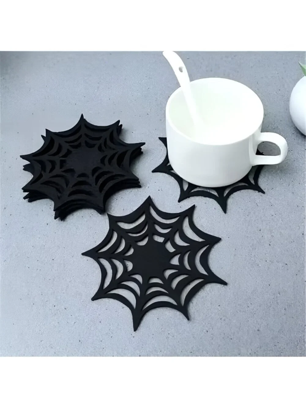 10Pcs Spider Web Coasters Cup Place Mats Non-Slip Heat Resistant